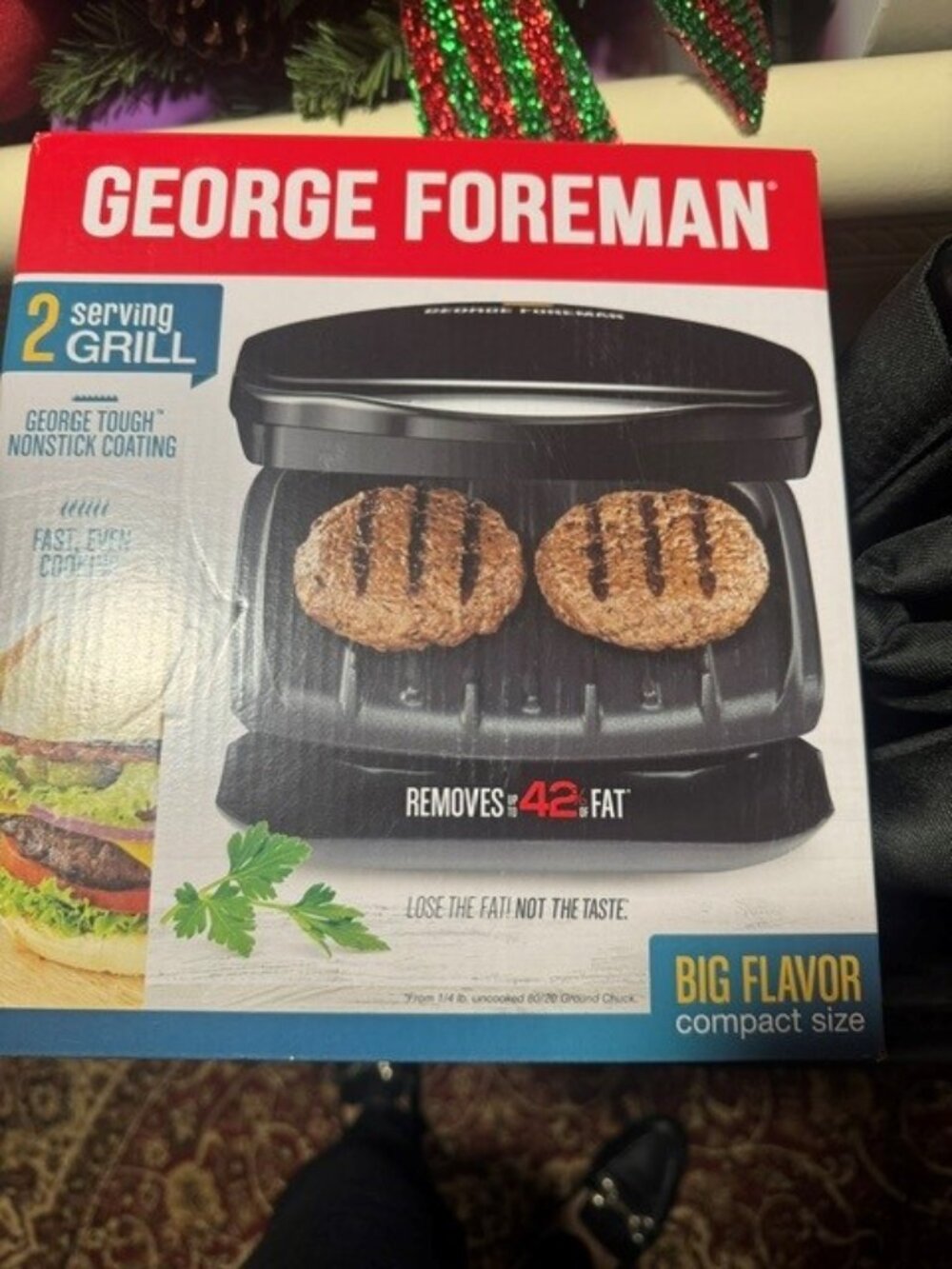 NIB George Foreman Grill, 2 Person Serving Electric Grill